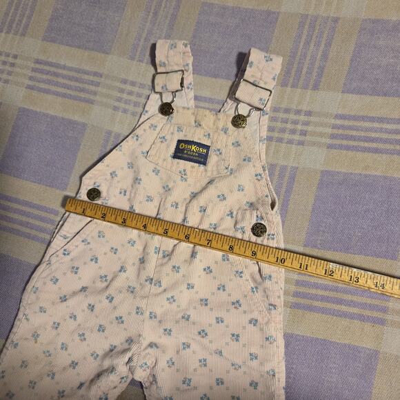 OshKosh B'gosh Vintage Pink Floral Girls Corduroy Overalls Size 12 Months Cotton - Picture 6 of 8